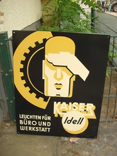Altes Emailschild Kaiser Idell Leuchten für Büro & Werkstatt Art Déco Kult rar !