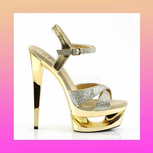 Pleaser gold poledancing heels - gold,