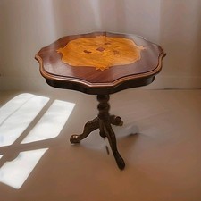 Holz Intarsien Tisch Beistell Dreibein alt Teetisch Ablage Deko Geschenk
