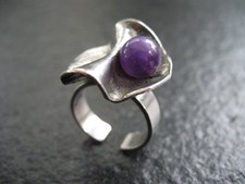 Ring Silber 925 Skandinavien Vintage Design mit Amethyst Edelstein