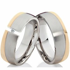 2 Ringe Eheringe mit Diamant
