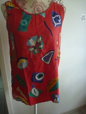 Top, Shirt, Blusenshirt, Ärmellos, Rot/Mehrfarbig, Stoff, Gr.38/40 von Alba Moda