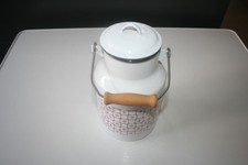 Alte Emaille Kanne mit Henkel Milchkanne Weiß 2 Liter Siehe Fotos