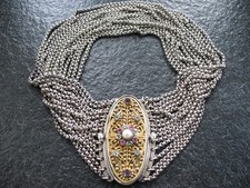 Kropfkette Silber 13 Lot Handarbeit signiert 14 reihig massiv und prächtig 1870 