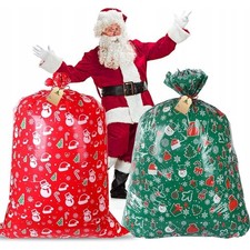 3x Weihnachtssack Geschenksack 36*56" Santa Schneemann Bär Weihnachtsmann Sack