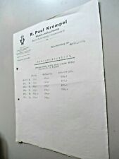 Alte Rechnung Anschreiben Paul Krempel Musikinstrumente Berlin Schöneberg 1926