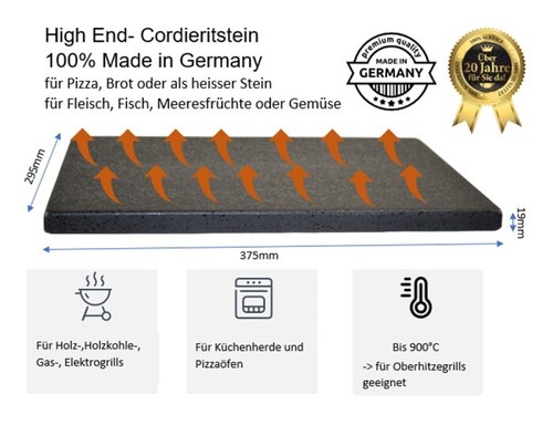 Megrill 375x295mm pizzastein - 375x295mm,