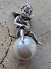 MASSIV Heartbreaker by Drachenfels XL Anhänger Engel auf Perle 925 Silber 44 Gr.