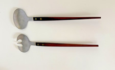 scandi Vintage SALAT BESTECK 60s Teakholz & Edelstahl danish design Dänemark