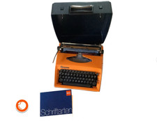 1970er Triumph Adler Contessa de luxe Schreibmaschine mit Koffer orange Vintage