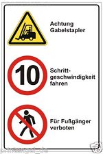 Schild Warnung Gabelstapler Schrittfahren für Fussgänger verboten Werksgelände