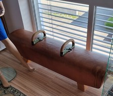 Vintage: Pauschen-Pferd, Bock, Echt Leder, 160cm lang, 42 cm hoch (Füße gekürzt)