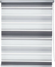 Duo Rollo Klemm Doppelrollo Klemmfix Uni weiß, grau & sand gestreift