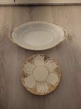 Krautheim Gold-verzierte Servier-Platte und Schale / Teller