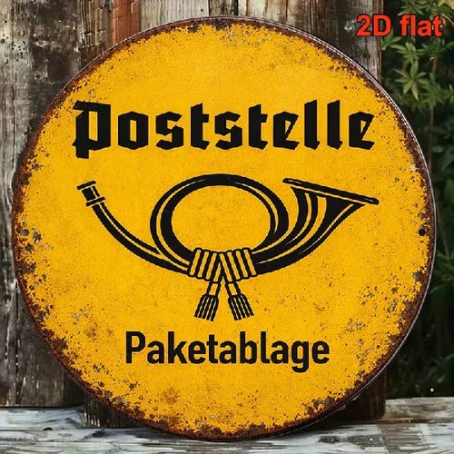 Blechschild rund poststelle - rund,