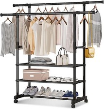 Garderobenständer Kleiderständer Kleiderstange Stabil Freistehend Schwarz B620