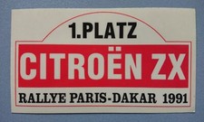 Aufkleber Motorsport Oldtimer Citroen ZX Rallye Paris Dakar 1991 11,0 x 6,3 cm