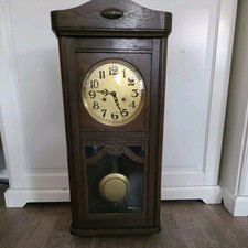 JUF Regulator Wanduhr Eiche/Messing mit Pendel Antik Uhr, Schlüssel. Jugendstil?