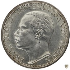 HESSEN, Ernst Ludwig, 3 Mark, 1910 A, Jg. 76, sehr schön/vorzüglich