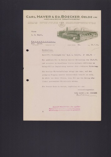 Oelde brief 1930 carl - 1930,,