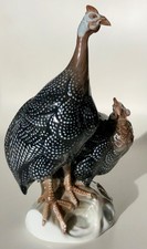 Rosenthal Vogel Figur Perlhühner von Ottmar Obermaier naturalistische Bemalung