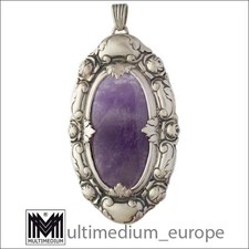 Großer XXL antiker Martin Mayer Jugendstil Silber Anhänger Amethyst Blumen Rosen