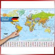 Weltkarte XXL Poster Riesen Landkarte Posterformat 140x100cm mit Flaggen Fahnen