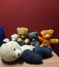 Konvolut 5 alte Teddybären Glasaugen bewegliche Glieder alt antik #283