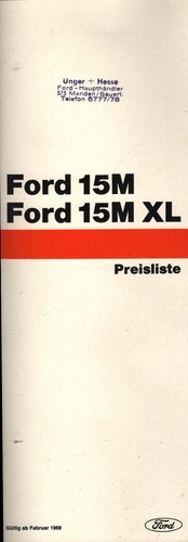 Prospekt preisliste ford 15m - ford,