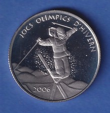 Andorra 2005 Silbermünze Olympia Trick-Ski 10 Diners 28,28g, Ag925 PP