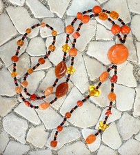 ★ lange Y - Kette ★ FLOWER POWER ★ orange & schwarz ★
