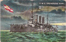 Künstler AK Postkarte Panzerkreuzer SMS Erzherzog Karl 1911 Österreich Ungarn