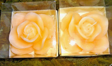 2x zarte orange Romantik ROSENKERZEN Rose Rosenblüte Kerzen DEKO OVP