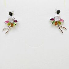 Marquise Turmalin CZ Ohrringe BALLERINA 925 Silber 585 Weißgold vergoldet