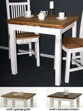 Massivholz Ausziehtisch 77x77 2farbig weiß gelaugt Kiefer Tisch ausziehbar klein
