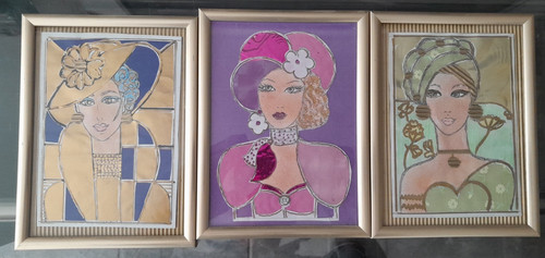 Art deco triptychon woman 3 - 3,