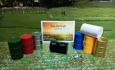 4 Industrie Fässer, Deko,Zubehör für Modellbau,Puppenhaus, neu, ca.:3,5x2cm