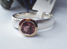 SCHMUCK-STCK RING SILBER PINK TURMALIN NEU FACETTEN 55 17,5 goldplattiert rund