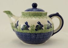 B-Ware Bunzlauer Keramik Teekanne, Kanne, Hasen (C017-P324)