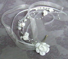 Kopfschmuck Kommunion Blüte Perlen Haarschmuck Kommunionkleid weiß