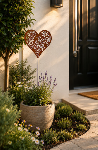 Herz gartenstecker rostoptik - herz,