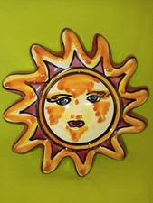 SONNE Keramik bemalt  Deko Aufhängevorrichtung Handarbeit ca. 16 cm Durchmesser