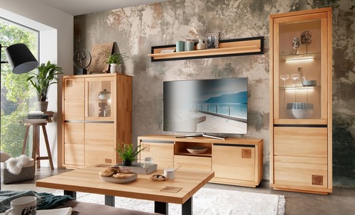 Wohnwand anbauwand massivholz - wohnwand,