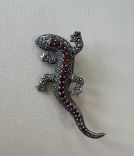 Brosche Eidechse  mit Markasiten Silber