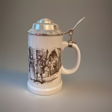 Bierkrug / Bierhumpen mit Zinndeckel / DDR / Höhe 18 cm