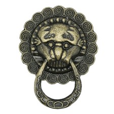 10 Ringgriff Möbelgriff Schubladengriff Löwe, 28mm, antikmessing