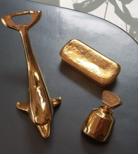 WMF Set Delfin-Flaschenöffner , Flaschenstopper  und Goldbarren