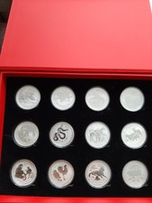 Australien  Lunar II 12 X 1 Oz Silber komplett 2008 - 2019 in Box