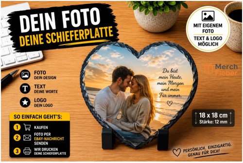 Schieferplatte herz mit foto - herz,