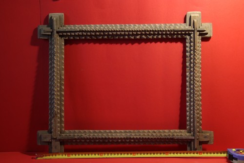 Antique tramp art frame - -, 19th